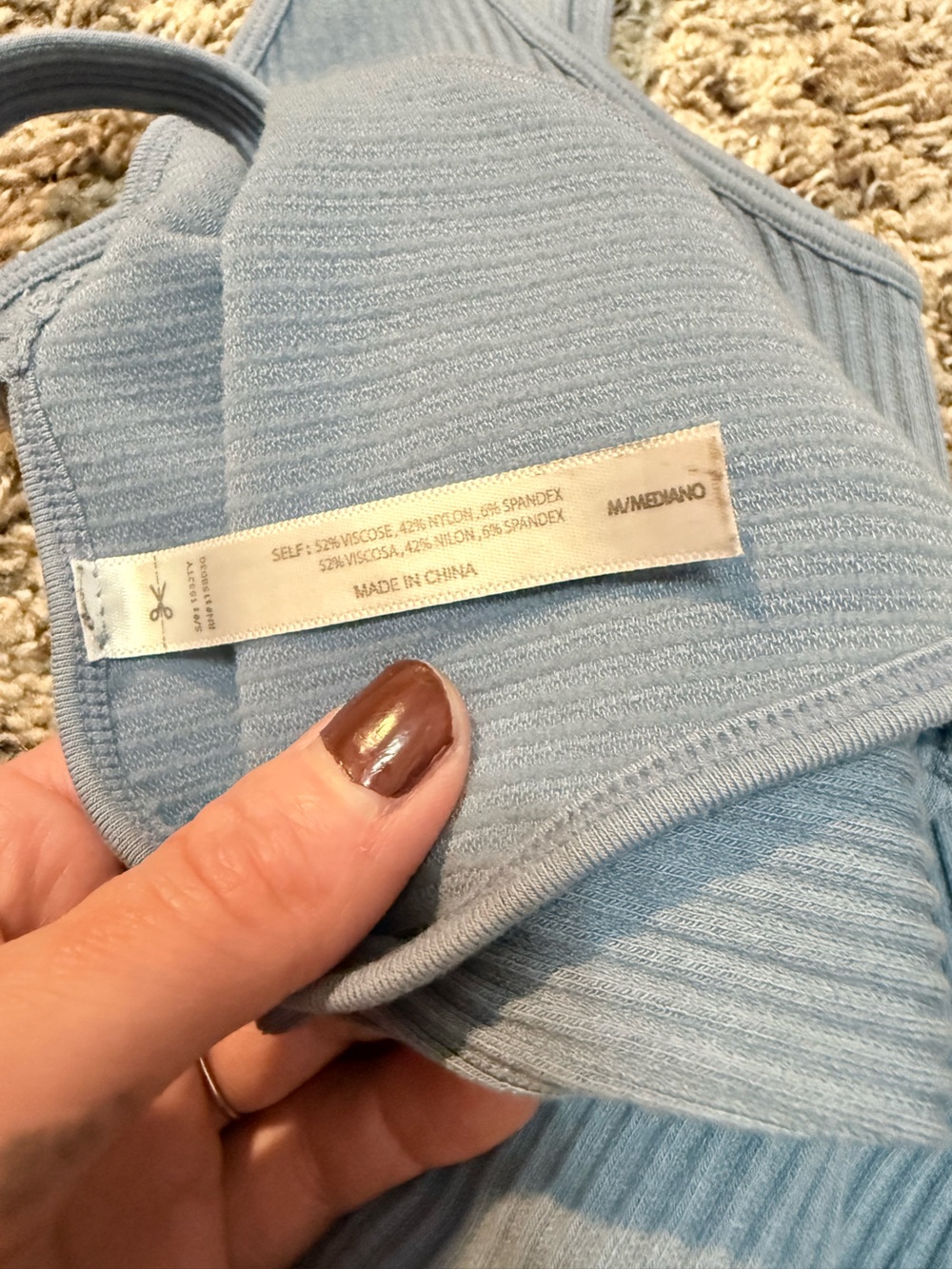 ☀️ Love Tree • Ribbed V-Neck Crop Tank Light Blue • Womens Medium - Picture 5 of 8